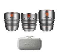7atisans T2.1 Cine-Lot de 3 objectifs Super 35 Hope Prime pour appareils photo à monture E FX30 (Titan) 10/16/25 mm