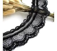 7cm Wide Fashionable Elastic Mesh Lace Fabric Self-designed Girls' Ballet Dresses Handmade DIY Wedding Sewn Decorations(Black)