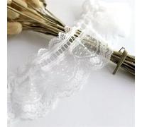 7cm Wide Fashionable Elastic Mesh Lace Fabric Self-designed Girls' Ballet Dresses Handmade DIY Wedding Sewn Decorations(White)
