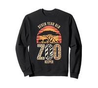 7ème Anniversaire 7 Ans Zookeeper Animal Zoo Wildlife Safari Sweatshirt