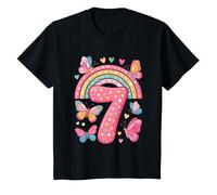 7ème anniversaire arc-en-ciel papillons cœurs anniversaire anniversaire T-Shirt