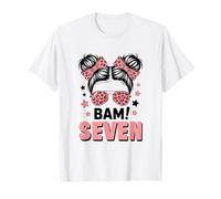 7ème Anniversaire Fille Messy Bun Bäm! Sept Ans T-Shirt