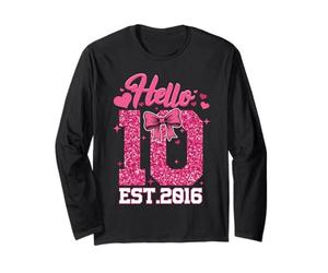7ème Anniversaire Fille Pink Coquette Bow Hello Seven 7 Manche Longue