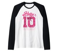 7ème Anniversaire Fille Pink Coquette Bow Hello Seven 7 Manche Raglan