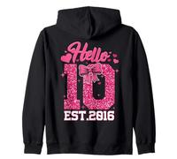 7ème Anniversaire Fille Pink Coquette Bow Hello Seven 7 Sweat à Capuche