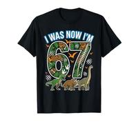 7ème Anniversaire I Was 6 Now I'm 7 Six Seven 67 Dino T-Rex T-Shirt