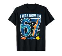 7ème Anniversaire I Was 6 Now I'm 7 Six Seven 67 Fish Shark T-Shirt