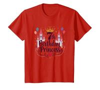 7ème Anniversaire Princess: Royal Castle Celebration T-Shirt, Enfant, Rouge, 4 Ans