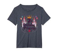 7ème Anniversaire Princess: Royal Castle Celebration T-Shirt, Femme Grandes Tailles, Bleu Chiné, 1X