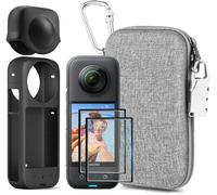 7en1 Kit d'accessoires Compatible avec Insta360 X3 [étui en Silicone pour Appareil Photo et Bouchon D'objectif] [2 Films de Protection D'écran] [étui de Transport Extérieur avec Mousqueton]
