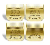 7FC/5FC/4FC/3FC Lames de Tondeuse à Chien en céramique, compatibles avec Moser 45-50/Heiniger/Andis/Oster A5/Wahl KM10/Moser 50, Pack de 4-Or
