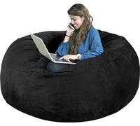 (7ft, noir)Bean Bag Chair CoverCoussin de chaise, pouf multifonctionnel(housse uniquement, pas de rembourrage)