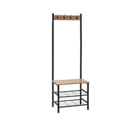 7H SEVEN HOUSE Porte-manteau métallique avec 4 crochets et 3 étagères en bois Viem 175 x 60 x 40 cm