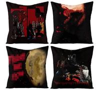 7ilaewen Lot de 4 Housses de Coussin carrées décoratives en Lin avec Personnages du Film d'horreur - 45,7 x 45,7 cm