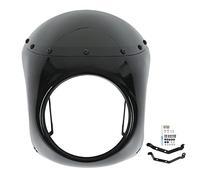 7in Carénage de Phare Avant de Moto, KIMISS Masque de Carénage de Phare Capot de Fourche Pare-brise de Protection Universel pour la Plupart des Motos Phare Rond(Noir brillant)