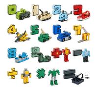 7JI 15 Pièces Numérique Convertisseur Robot Jouet Jouets pour Education | Nombre 0-9 Symbole Transformation Robot/Voiture/Réservoir/Avion, Préscolaire, Enfants Robot Bloc Set 6+ Anniversaire Cadeau