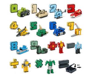 7JI 15 Pièces Numérique Convertisseur Robot Jouet Jouets pour Education | Nombre 0-9 Symbole Transformation Robot/Voiture/Réservoir/Avion, Préscolaire, Enfants Robot Bloc Set 6+ Anniversaire Cadeau
