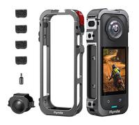 7JI Boîtier de protection en métal pour accessoires Insta360 X5, cadre en aluminium avec cache objectif en silicone, avec trou de vis intégré 1/4", cage pour appareil photo avec interface chaussures