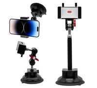 7JI Support Voiture de Téléphone Portable avec Ventouse sous Vide,Support Téléphone Portable Rotation à 360°,Bras Magique avec Tête Sphérique pour Surfaces Lisses,avec Télécommande,en Métal
