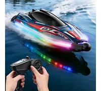 7JI Télécommande Bateaux sans-Brousse, 2,4 GHz RC Bateau avec Lumière LED