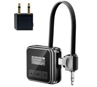 7JI Transmetteur Bluetooth 5.3 Adaptateur, 3,5 mm AUX+ Type-C 2-en-1 Interface sans Fil Bluetooth Audio Transmitter récepteur, 0,96 Pouces écran, Adaptateur Audio sans Fil pour vol/TV/Tablette