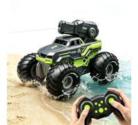 7JI Voiture Télécommandée Tout Terrain Amphibie avec Pistolet Eau | Voiture Télécommandée a Eau Enfant，Absorption D'Eau Automatique, Etanche，Convient aux Garçons et aux Filles de 6 Ans et Plus