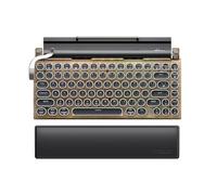 7KEYS Clavier mécanique sans fil style rétro vintage classique avec Bluetooth pour iPad, PC/ordinateur portable, Mac/téléphone (bois + poignet)