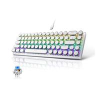 7KEYS Typewireter Retro Clavier mécanique compact 68 touches (interrupteur bleu blanc)