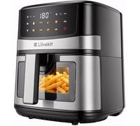 7L Air Fryer XXL avec Écran Tactile Couleur Multifonction, 95% Moins d'Huile, 8 Programmes, Fenêtre & Éclairage Intérieur, Noir