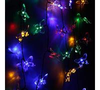 7m Guirlande Lumineuse Extérieure Solaire avec 50 LED Papillon Multicolore Etanche a 8 Modalité Lumière Décoration pour Guinguette Les Fêtes Jardin Maison Noël