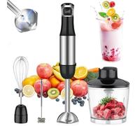 7MAGIC Mixeur Plongeant Multifonction 4-en-1 800W - 5 Vitesses - Mixeur/Fouet/Mousseur/Hachoir - Acier Inoxydable 304