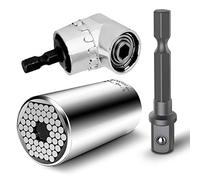 7mm-19mm Ratchet Universal Sockets Clé Métrique Adaptateur de Perceuse Electrique et Tournevis Electrique à Extension à Angle Droit de 105 Degrés