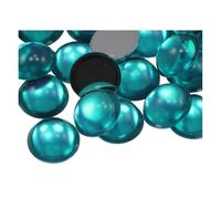 7mm Blue Zircon .BZ Flat Back Acrylic Round Cabochons Plastic Pearl Gems For Jewelry Making Costume Making Cosplay Jewels Embelishments - 100 Pieces