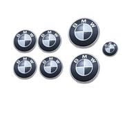 7pac Bmw Badges Effet Carbone Noir & Blanc Bonnet De Coffre De Roue Capuchons De Roue & Steereng Emblème