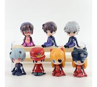 7pc Anime EVA Figure Asuka Langley Soryu Sitting InRows Manteau Ayanami Rei Jouet