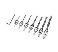 7pcs 5 Cannelures Forets à Bois Forets à Bois Fraise Foret Ensemble HSS Menuiserie Alésoir Noyau Foret Chanfrein Fraise 3mm-10mm avec Clé Hexagonale