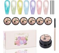 7pcs 5g Couleur Transparent Bonbons Cristal Cat Eye Gel Vernis À Ongles Set Jelly Couleur Bijoux Cat Eye Series Gel Polissage Trempé Nail Art Gel Salon De Manucure Avec Brosse Magnétique