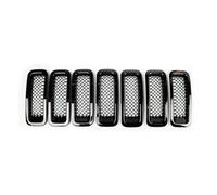 7Pcs ABS Front Grill Insert Grille Cover Trim Kit for Jeep for Patriot 2011-2020 Chrome Stickers Exterior Car Accessories(BLACK)