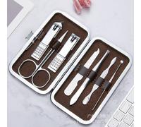 7pcs Argent - Kit De Manucure En Acier Inoxydable, 1 Ensemble, Coupe-Ongles, Pince De Ponçage, Lime, Acné, Aiguille, Ensemble De Toilette