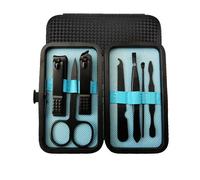 7pcs Bleu - Kit De Manucure En Acier Inoxydable, 1 Ensemble, Coupe-Ongles, Pince De Ponçage, Lime, Acné, Aiguille, Ensemble De Toilette