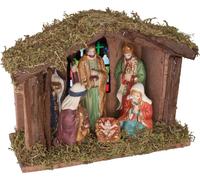 7pcs Crèche Set Lumière Noël Étable Sapin Figures de la crèche XMAS