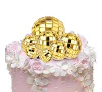 7pcs Décoration de Cupcakes Boule Disco, 4 Tailles Décorations de Gâteau à Thème Disco Pic Boule Discodisco Gâteau Décorations pour Cadeaux de Fête à Thème des Années 70 (Doré)