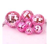 7pcs Disco Boule Décoration de Gâteau, 4 Tailles boule disco decoration pour Gâteau Décorations de Fête Boule Disco Accessoires à Thème Disco pour Faveur de Fête à Thème des Années 70 (Rose)