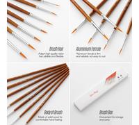 7pcs Draw Paint Brushes Kit Artist Paintbrush Nylon Hair Pointed Round Pen Detail Paint Brush for Artist Acrylic Aquarelle Watercolor Gouache Oil Painting for Great Art Drawing Supplies