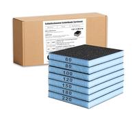 7Pcs Éponge de Ponçage, Grain 60 à 220, Cale a Poncer Kit, Papier Abrasif Sec et Humide pour Modèle de Construction Sèche, Métal, Bois, Meubles