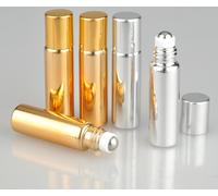 7pcs flacon de parfum rechargeable verre huile essentielle roller bouteilles portable léger vide roll on bouteille pour les voyages 5ml d'argent