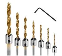 7Pcs Foret Fraise Bois, Metal Meche Bois avec Une Clé Hexagonale Foret Mixte pour le Travail du Charpenterie