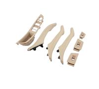 7Pcs Genuine Leather Compatible For BMW 5 Series F10 F11 F18 2010-2017 Car Interior Door Handle Inner Panel Pull Trim Cover Left Hand Drive(Beige 7Pcs)