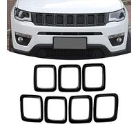 7PCS Inserts de grille avant Couvercle de grille pour Compass MP 2017 2018 2019 2020,Kit de garniture d'inserts de grille extérieure,Accessoires de décoration de voiture. (noir)