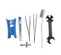 7pcs kit de nettoyage de buse d'imprimante 3d kit de buses en laiton pour extrudeuse MK8 avec pince à épiler coudée droite brosse de nettoyage de buse clé PTFE coupe-tube aiguille pour MK8 CR10 RepRap